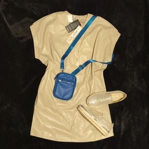 Badgley Mischka Vegan Leather casual/dressy fall/winter short sleeve dress